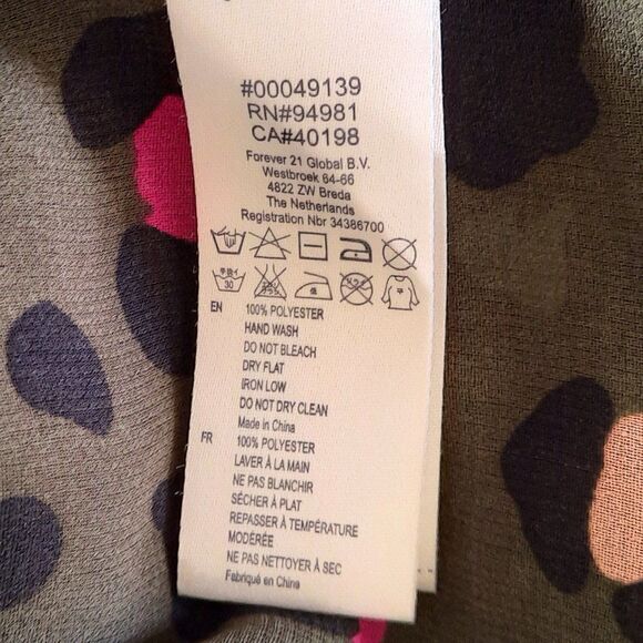 Forever 21/I Love H81 Sheer Lopard Print Blouse  Olive Green Multi Color… - Picture 6 of 6